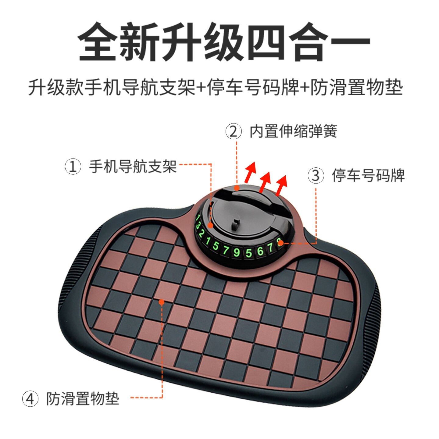 车载防滑垫多功能汽车手机支架中控台仪表台手机饰品临时停车号码