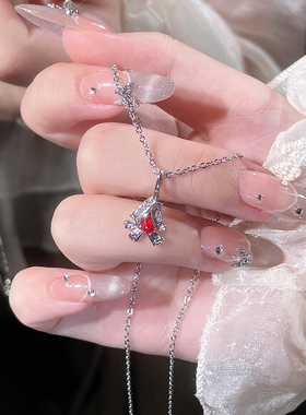 红心轻奢小众设计感锁骨链