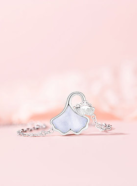 Jusongklein银杏钛钢锁骨链女