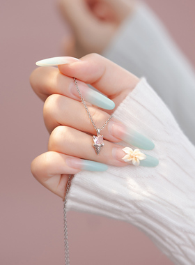 夏日海边冰激凌钛钢爱心锁骨链