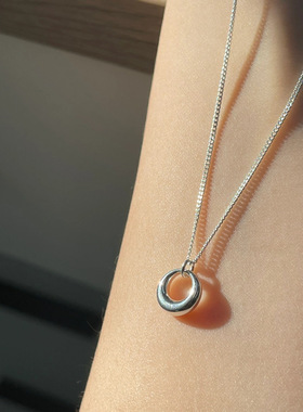 几何圆圈项链女ins简约锁骨气质