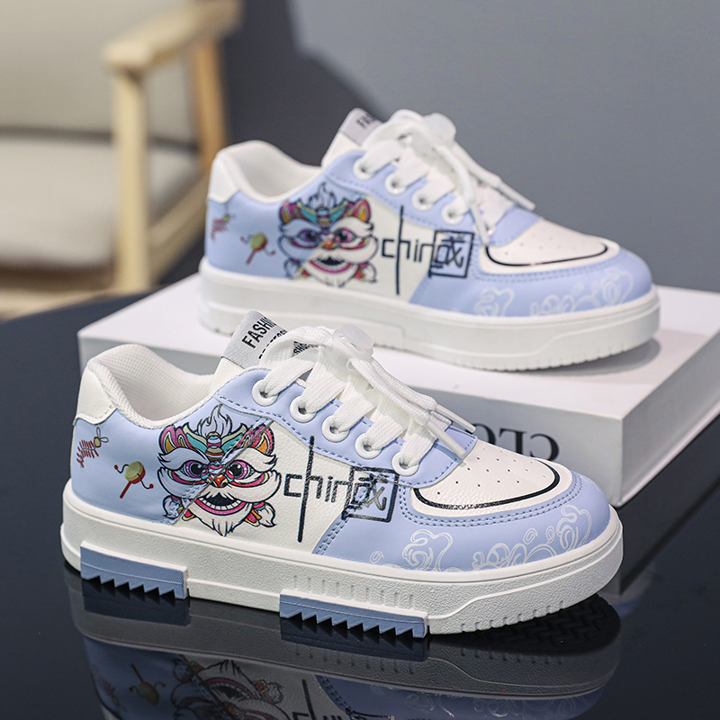 中国风男童鞋子秋季2025新款儿童运动休闲鞋男孩中大童小白鞋板鞋 - 图2