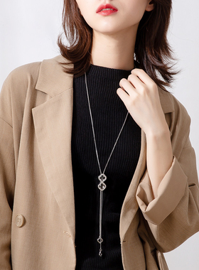 四叶草女潮长款装饰挂件毛衣项链