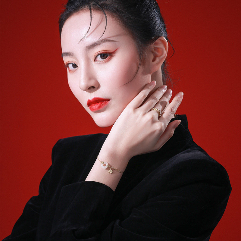 国潮和田玉手饰女生纯银礼物手串 查克拉手饰