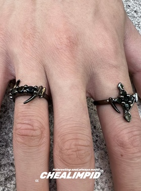 镶钻十字架不规则戒指小众设计