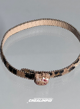 原创复古豹纹Kitty猫手环项圈choker两用可爱甜酷辣妹少女潮项链