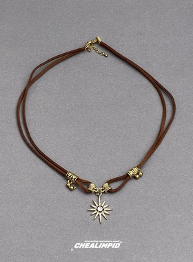 美拉德太阳花吊坠项链合金女生