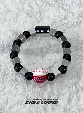 招财猫情侣手链手串天然石情侣