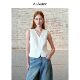 W.Amber old money style linen fine glitter V-neck vest sleeveless top