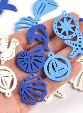 海洋工艺品航海挂饰船帆贝壳吊饰木质DIY家居装饰饰品摆件25个