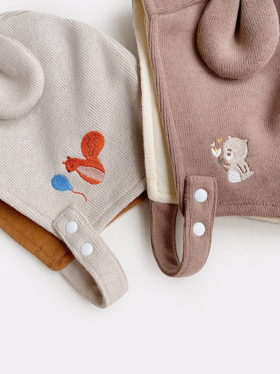 婴儿帽子秋冬款可爱超萌宝宝保暖护耳包头帽卡通耳朵囟门帽春防风