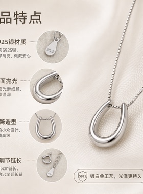 S925纯银马蹄锁骨链极简风