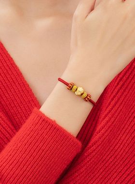 十二生肖手绳足银999编织红色绳