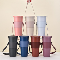 2024 New Carry-on Cups Thickened Milk Tea Cup Accessories Outdoor Portable Handbag Woman Leather Non-slip Cup Sleeve