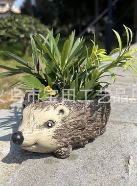 刺猬青蛙乌龟花盆雕像个性化树脂动物多肉花盆装饰美化花园庭院