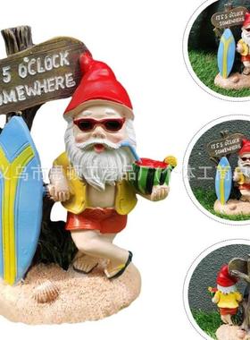 跨境海浪冲浪矮人装饰品摆件海洋设计矮人侏儒精灵救生圈家居庭院