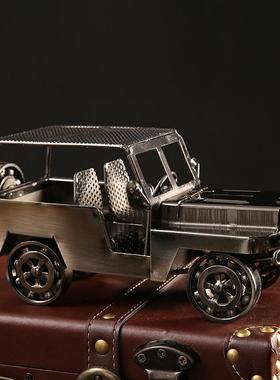 铁艺吉普车摆件老爷车金属工艺品家居玄关电视柜酒柜轻奢装饰摆设