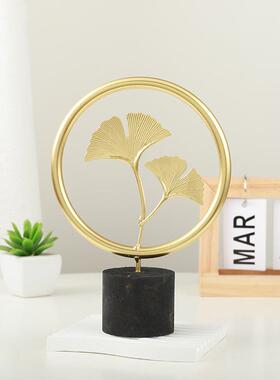 北欧轻奢银杏叶摆件金属工艺品创意家用客厅卧室办公室桌面装饰品