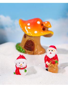 圣诞新礼盒 圣诞微景观雪景造景配件 圣诞老人树脂摆件