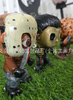 万圣节恐怖丧尸杀手面具雕像杰森烂头疼恐怖电影 摆件树脂