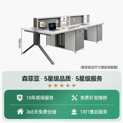 E0级办公桌员工位简约工位办公桌DIY洞洞板桌屏2/4/6人工位职员桌 - 图3