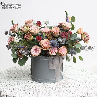 七夕情人节同城送花抱抱桶玫瑰绣球混搭朋友生日上海武汉鲜花速递 虎窝淘