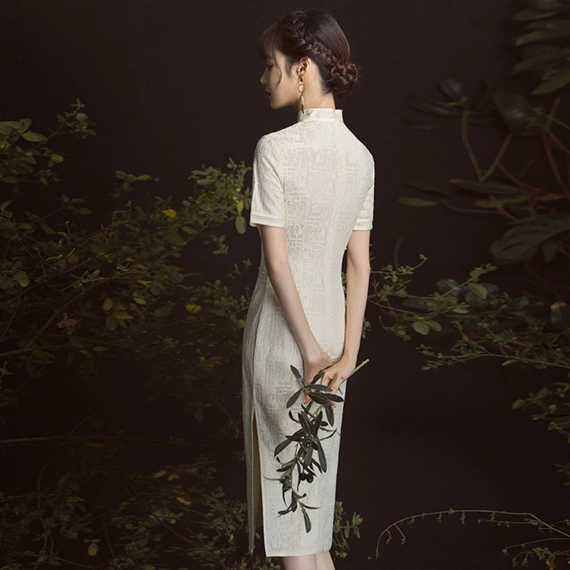 改良旗袍2020新款高雅年轻连衣裙 玫瑰纱旗袍