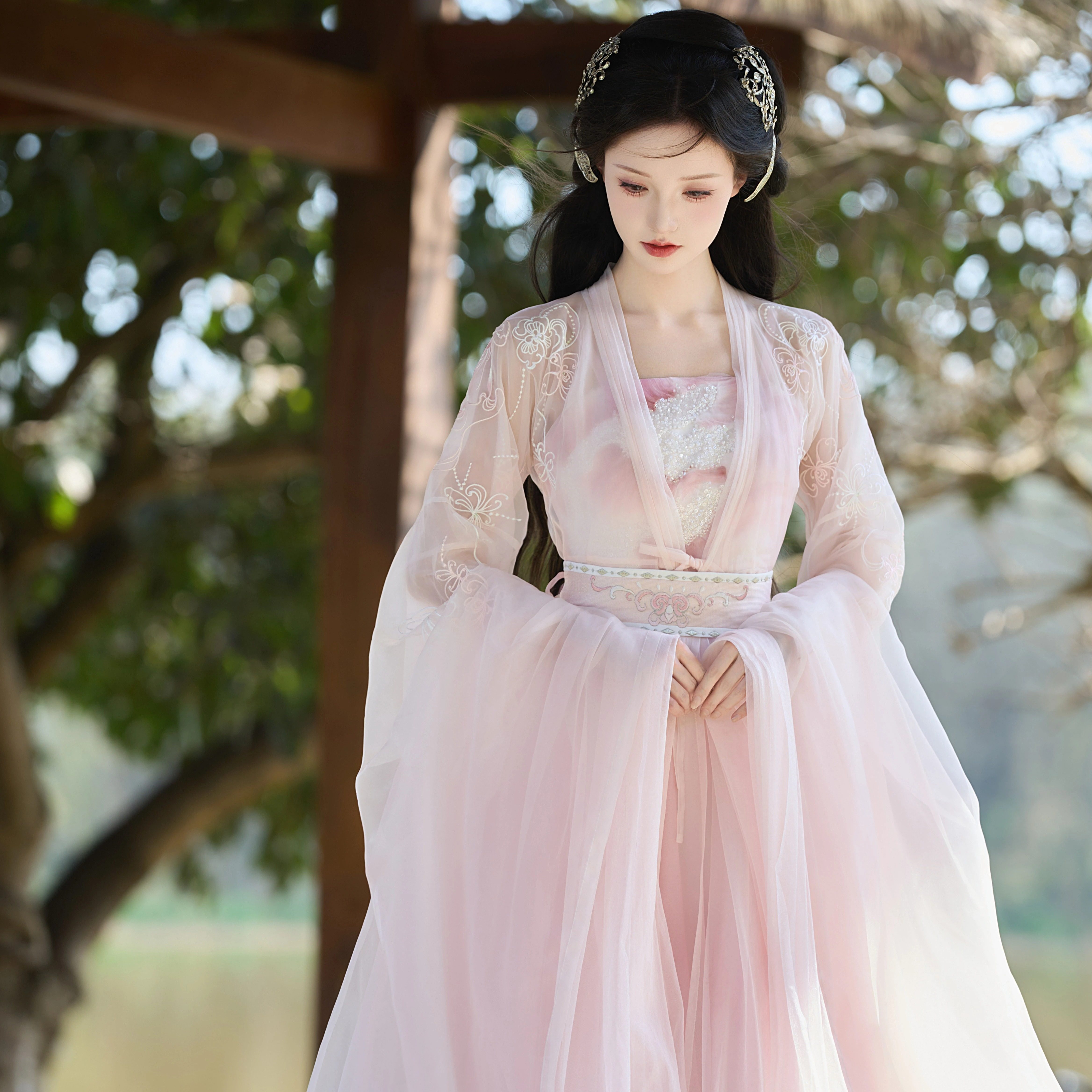 汉服女唐制诃子裙重工刺绣大袖衫清冷风交领古装超仙飘逸影视套装,淘宝优惠券,粉丝福利购,淘宝优惠卷