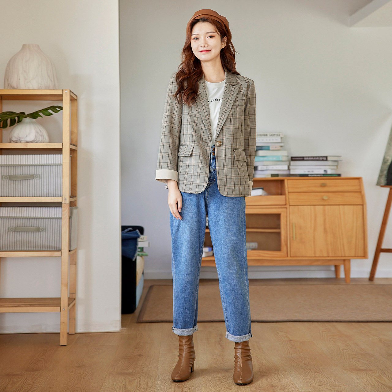 【特价】ief /爱依服短袖格子潮西服 爱依服outlets店西装