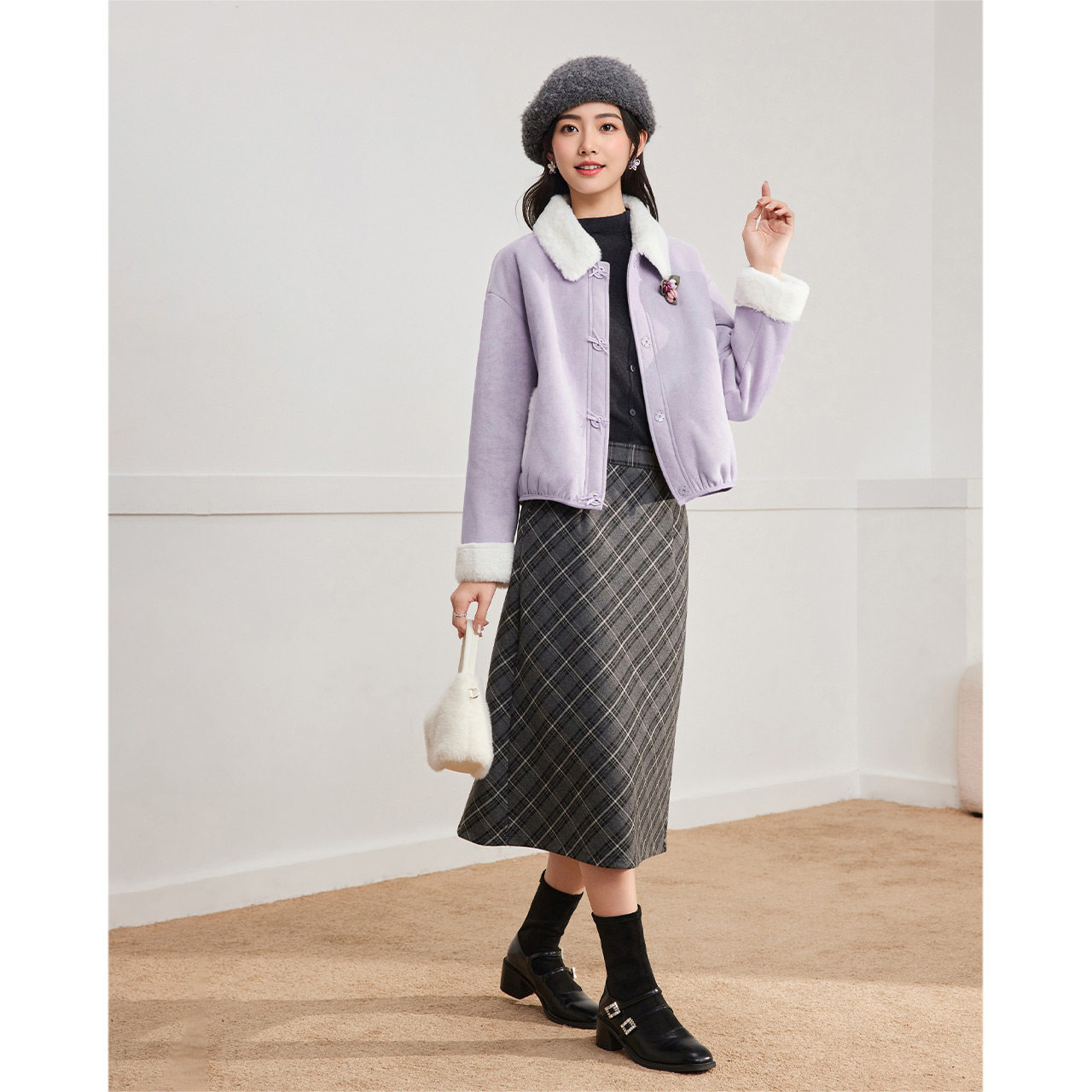 IEF/爱依服2025冬季新款粉色保暖时尚甜美百搭通勤女磨砂皮外套,淘宝优惠券,粉丝福利购,淘宝优惠卷