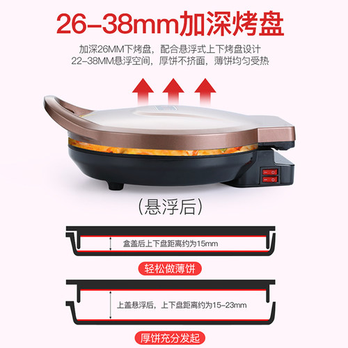 电饼铛家用双面加热烙饼锅新款自动断电饼档煎薄饼机加深加大小型 - 图2