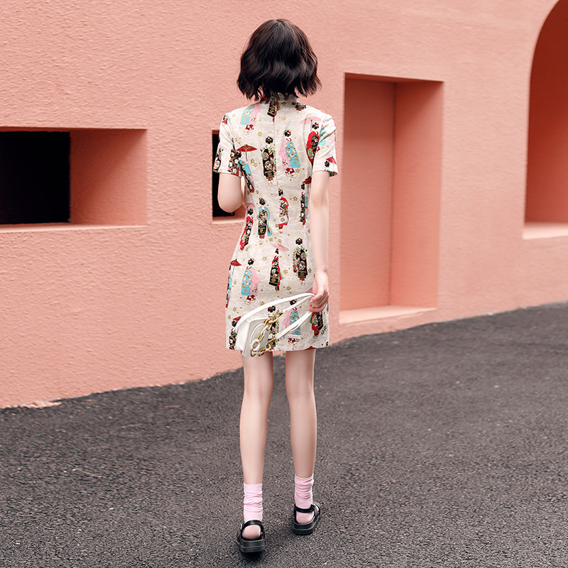 国潮旗袍2023年新款夏季少女连衣裙 虞晴可旗袍