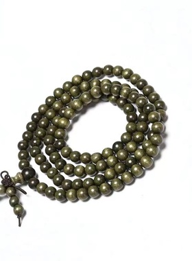 精品金丝楠木阴沉木佛珠8mm108颗手链绿料手工打磨手串男女情侣款