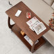 Side table, solid wood sofa, movable table with wheels, bedside side cabinet, home living room, small apartment, C-shaped small coffee table
