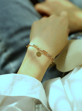 小众日韩风钛钢轻奢双层手饰品