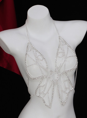 蝴蝶高档镂空比基尼气质文胸身体链跨境时尚性感纯欲胸链水钻欧美