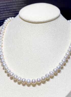 珍珠项链女送妈妈玻璃仿珍珠白色
