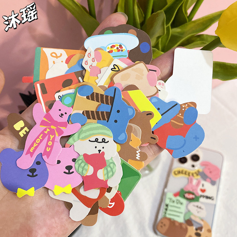 100张韩国ins可爱dailylike小熊贴纸diy手帐素材防水水杯装饰贴画