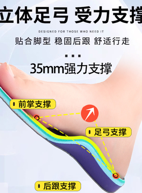 扁平足矫正鞋垫男女平底足专用减震足弓支撑脚底足外翻矫形器夏季