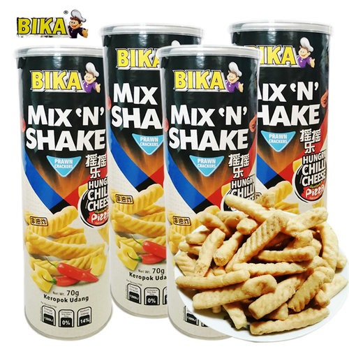BIKA Malaysia Imported Spicy Shrimp Crackers 70g/Barrel - 图0