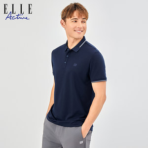 ELLE Active冰丝保罗POLO衫男短袖t恤夏修身纯色休闲运动高端半袖