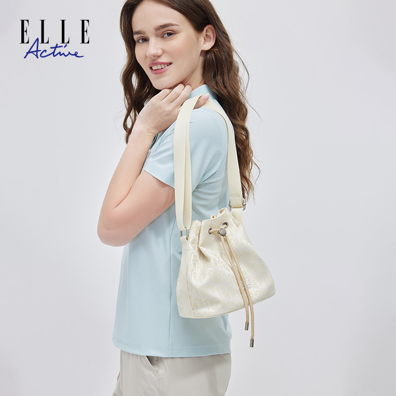 ELLE Active高级感水桶包气质女包时尚印花单肩包蓝色斜挎包百搭,淘宝优惠券,粉丝福利购,淘宝优惠卷