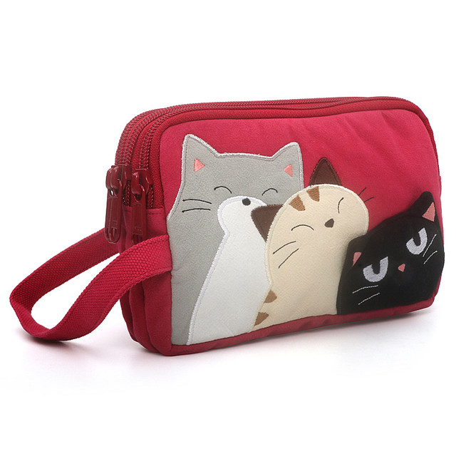 Kine Cat Cotton Three-layer Zipper Cartoon Mobile Bag