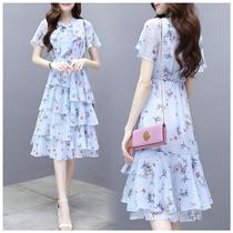 2022 new style Italian brand Withdrawal Cabinet Discount Net Red Fashion Snowspun Broken Flowers Casual Ocean Dress Women Summer