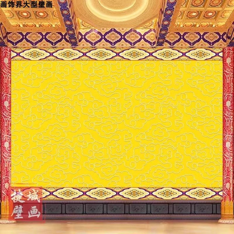 3d仙堂祥云壁纸客厅沙发壁画壁布中国风墙纸金色墙布佛堂寺庙背景,淘宝优惠券,粉丝福利购,淘宝优惠卷
