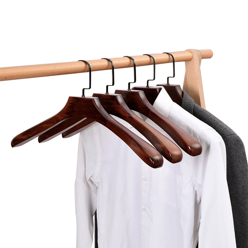 服装店西装大衣架家用实木宽肩加厚衣撑复古木架子防滑挂衣架加粗