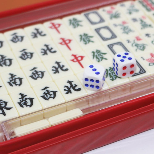 批发长盒款旅行麻将密胺旅游麻将迷你便携式含4条牌尺 - 图2