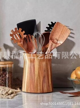 跨境实木餐具收纳盒家用厨房烹饪工具整理收纳盒木制厨具收纳盒