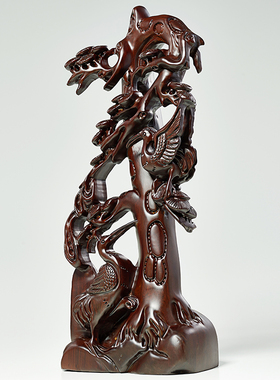 黑檀木雕仙鹤礼物摆件实木