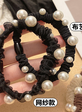 韩系简约气质珍珠小肠发圈